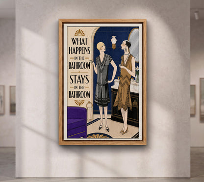 What Happens in the Bathroom Print, Art Deco Toilet Poster,Funny Bathroom Wall Art, Art Deco Bar & Pub Decor,