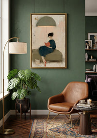 Abstract Woman on Sofa Painting,Modern Figurative Impressionist Print