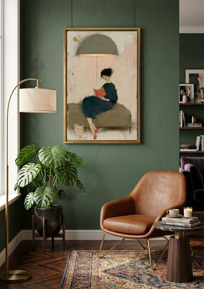 Abstract Woman on Sofa Painting,Modern Figurative Impressionist Print