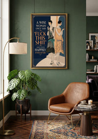 A Wise Woman Once Said Fuck This Shit, Art Deco Flapper Bathroom and Bar Decor,Funny Feminist Canvas Wall Art
