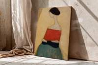 Minimalist Faceless Woman Canvas Wall Art, Elongated Neck Portrait Painting