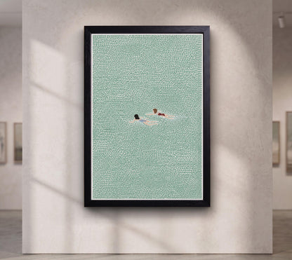 Swimmer Canvas Wall Art, Minimal Ocean Canvas