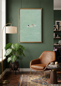 Swimmer Canvas Wall Art, Minimal Ocean Canvas