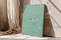 Swimmer Canvas Wall Art, Minimal Ocean Canvas