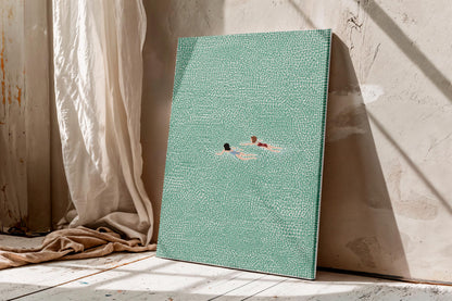 Swimmer Canvas Wall Art, Minimal Ocean Canvas