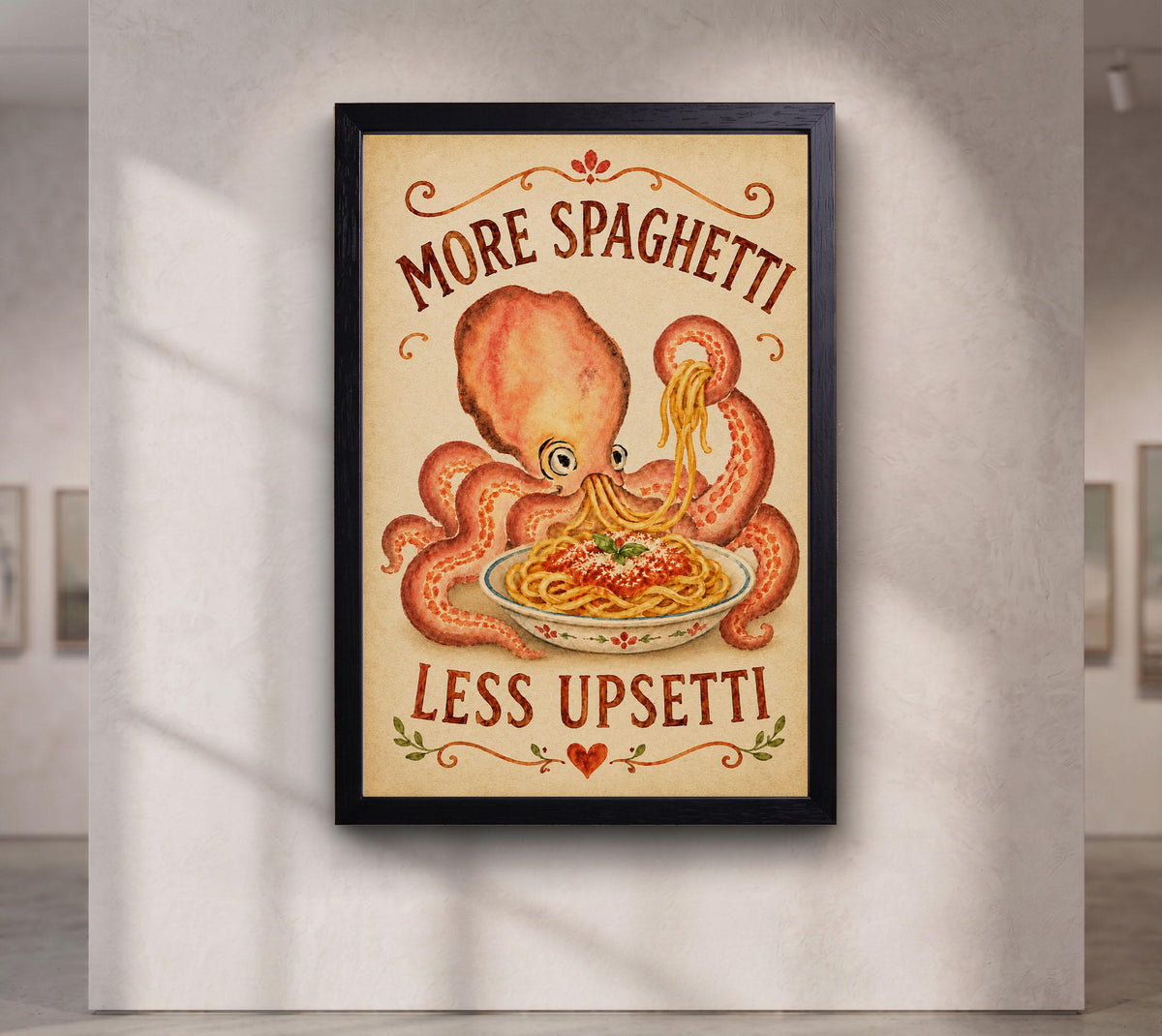 More Spaghetti Less Upsetti Octopus II canvas wall art
