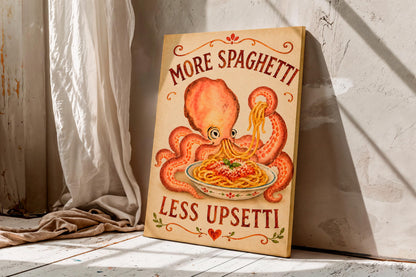 More Spaghetti Less Upsetti Octopus II canvas wall art