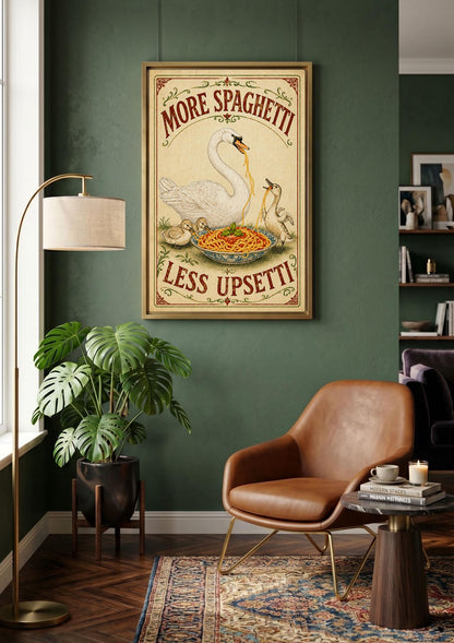 More Spaghetti Less Upsetti Swan canvas wall art