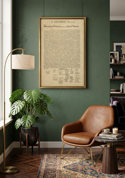 Declaration of Independence Canvas Print, United States Historical Document Wall Art