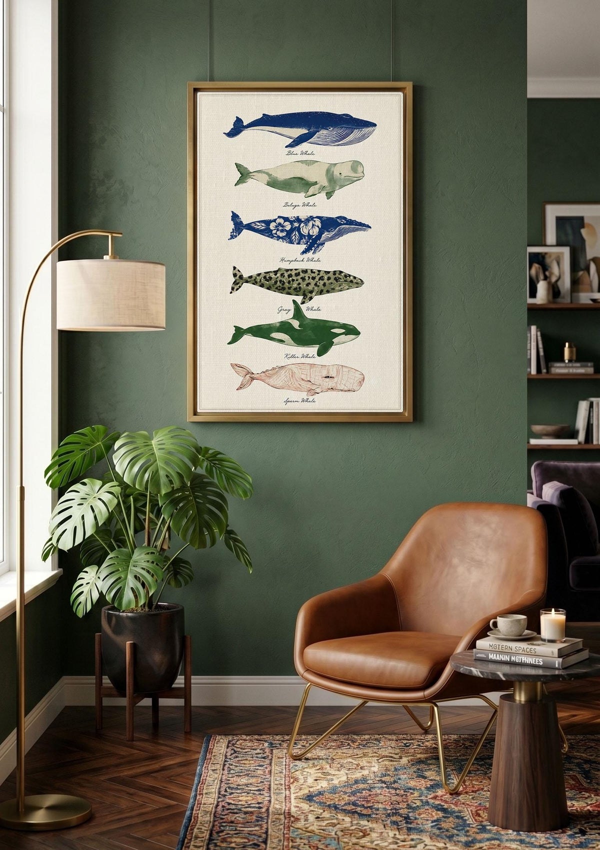 Colorful Whale canvas wall art