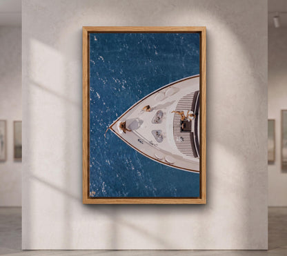 Luxury Yacht Ocean View Canvas Art, Old Money Sailing