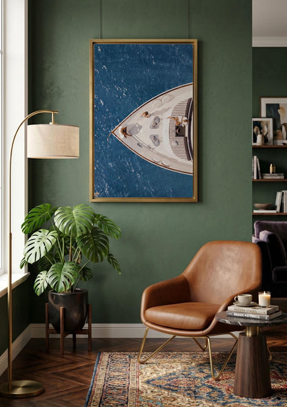 Luxury Yacht Ocean View Canvas Art, Old Money Sailing