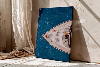 Luxury Yacht Ocean View Canvas Art, Old Money Sailing