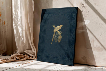 Navy and Gold Parrot canvas wall art