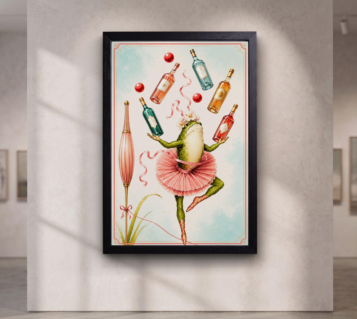 Ballerina Frog Bar Wall Art,Whimsical Cocktail Room Decor,Bar Decor