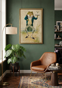 Frog Waiter with Martini canvas wall art