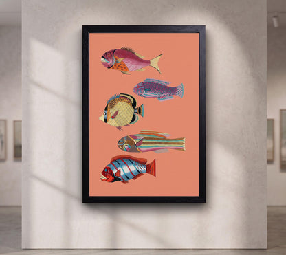 Colorful Fish Art, Vintage Kitchen Decor, Coastal Food Print, Mediterranean Fish Poster, Retro Culinary Wall Art