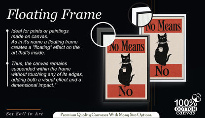 Black Cat Coffee Wall Art, No Means No Poster, Coffee Corner Kitchen Print,Funny Bar Cafe Decor
