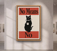 Black Cat Coffee Wall Art, No Means No Poster, Coffee Corner Kitchen Print,Funny Bar Cafe Decor