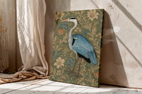 Grey Heron Wall Art, William Morris Botanical Print,