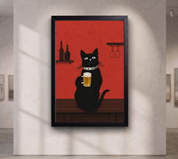 Black Cat Beer Wall Art, Funny Pub & Bar Decor, Pub Style Poster, Quirky Bar Decor