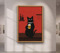 Black Cat Beer Wall Art, Funny Pub & Bar Decor, Pub Style Poster, Quirky Bar Decor