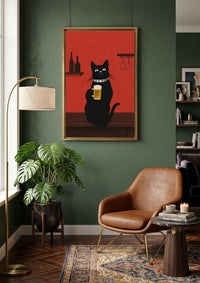Black Cat Beer Wall Art, Funny Pub & Bar Decor, Pub Style Poster, Quirky Bar Decor