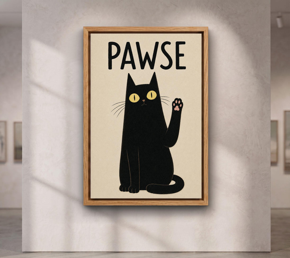 PAWSE Black Cat Wall Art Print, Funny Cat Poster, Minimalist Cat Decor, Cat Lover Gift, Modern Pet Wall