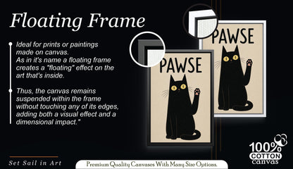 PAWSE Black Cat Wall Art Print, Funny Cat Poster, Minimalist Cat Decor, Cat Lover Gift, Modern Pet Wall