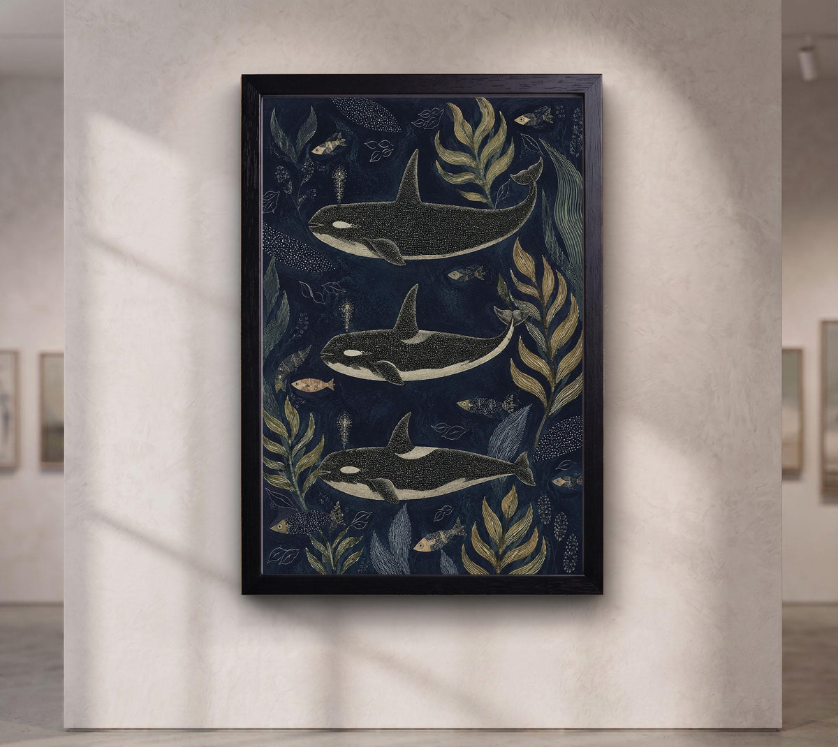 Orca Whale Folk Art Canvas