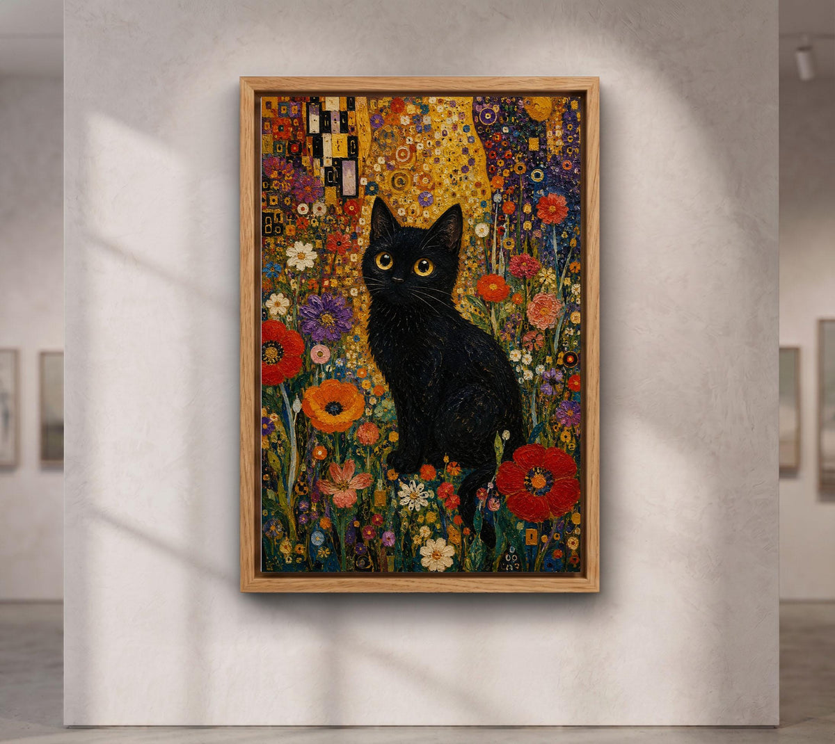 Black Cat in Wildflower Garden