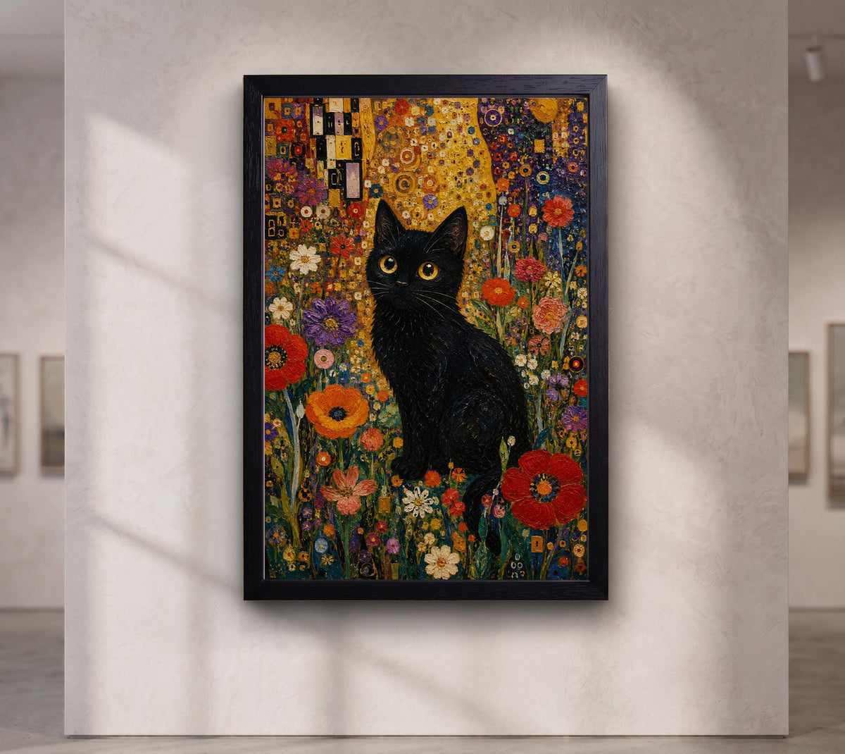 Black Cat in Wildflower Garden