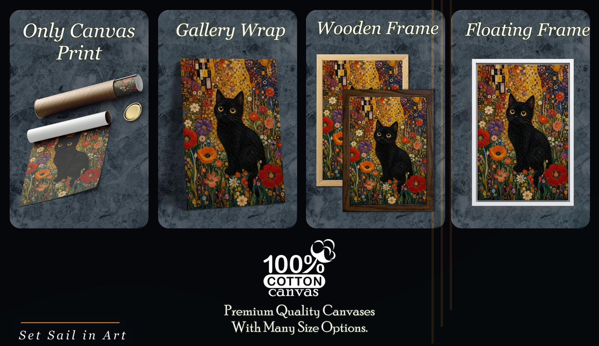 Black Cat in Wildflower Garden