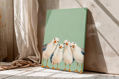 Funny Seagull Canvas Art Print – Whimsical Coastal Decor