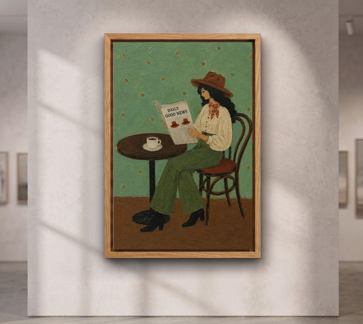 Daily Good News Cowgirl Wall Art, Vintage Café Print