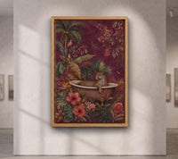 Leopard in Bathtub Tropical Jungle Wall Art