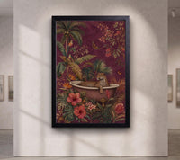 Leopard in Bathtub Tropical Jungle Wall Art