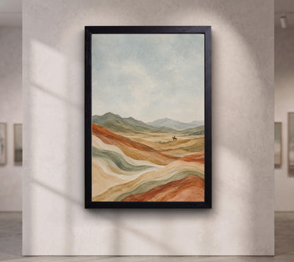 Lone Rider in the Painted Hills, Western Cowboy