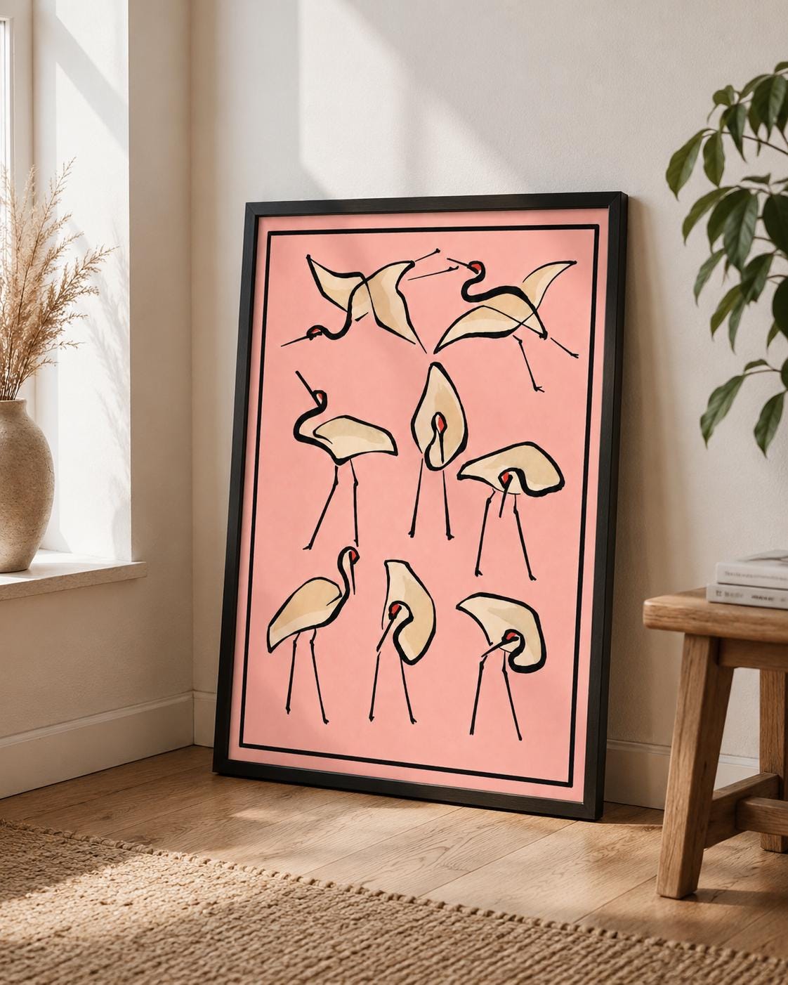 Japanese Bird Wall Art, Katsushika Hokusai Crane Art Print, Japanese Bird Wall Art,Asian Nature Poster