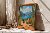 Open Window and Cats Henri Matisse Print, Henri Matisse Style Fauvism Painting, Patio Doors Italy Mediterranean, Lake Como