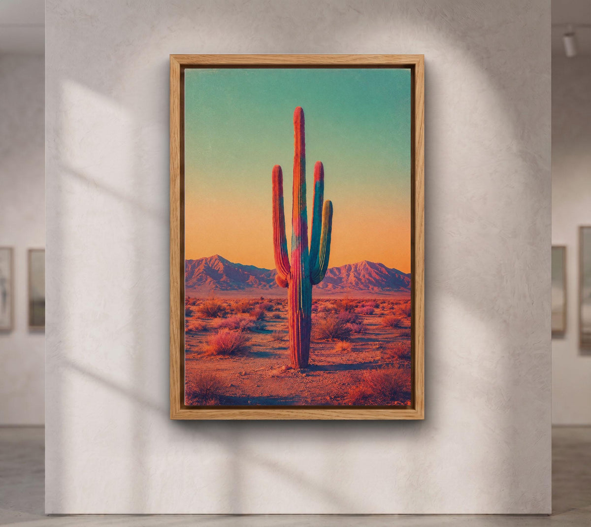 Desert Cactus Wall Art, Retro Saguaro Cactus Wall Art