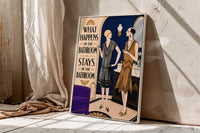What Happens in the Bathroom Print, Art Deco Toilet Poster,Funny Bathroom Wall Art, Art Deco Bar & Pub Decor,