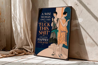 A Wise Woman Once Said Fuck This Shit, Art Deco Flapper Bathroom and Bar Decor,Funny Feminist Canvas Wall Art