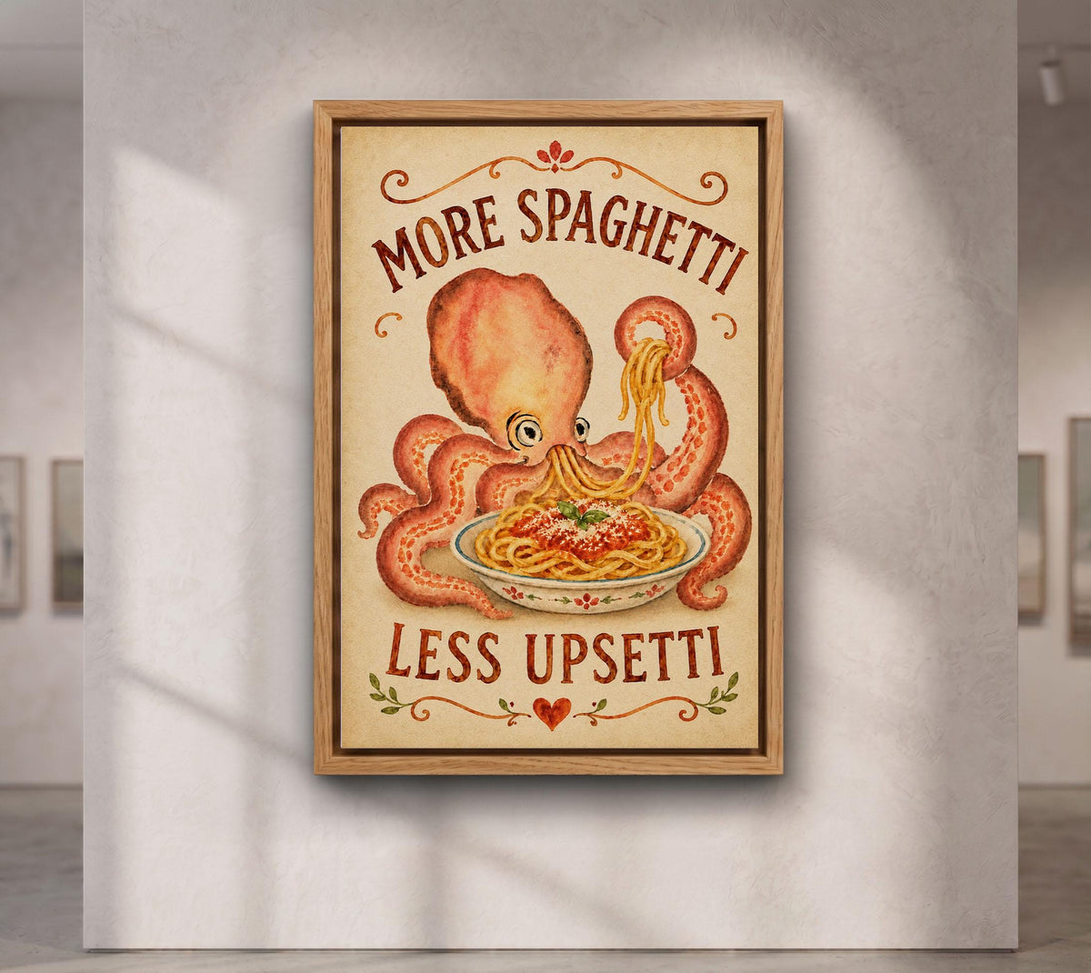 More Spaghetti Less Upsetti Octopus II canvas wall art