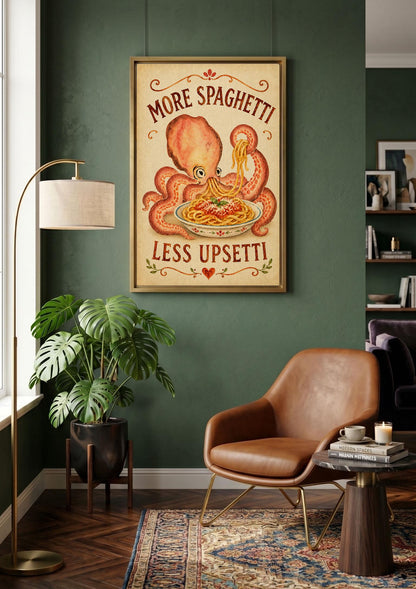 More Spaghetti Less Upsetti Octopus II canvas wall art