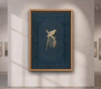 Navy and Gold Parrot canvas wall art