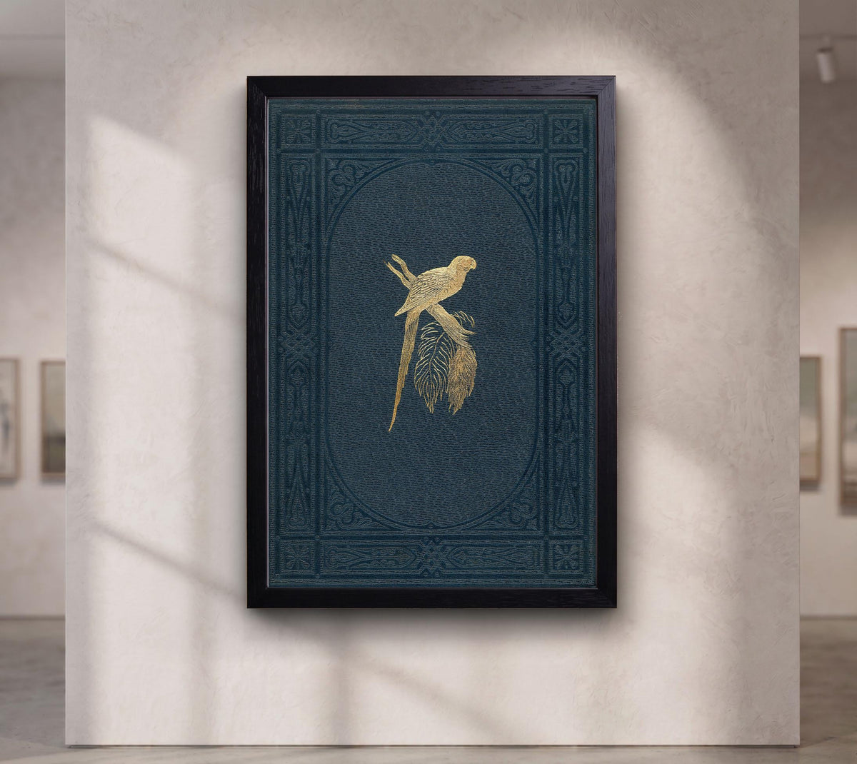 Navy and Gold Parrot canvas wall art