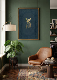 Navy and Gold Parrot canvas wall art