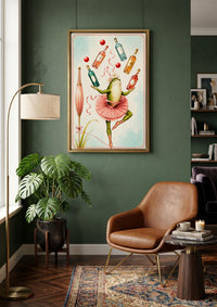Ballerina Frog Bar Wall Art,Whimsical Cocktail Room Decor,Bar Decor