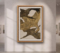 Theo van Hoytema Flying Birds Print, Antique Gold Bird Wall Art, Vintage Dutch Crane Poster